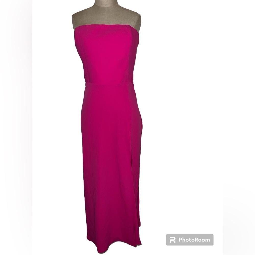 Amanda Uprichard Dress Women XL Pink Mandy Midi Sheath Strapless Event Formal - Picture 6 of 7